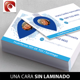 100 unidades Tarjetas de Visita, una cara impresa, corte recto, sin laminado
